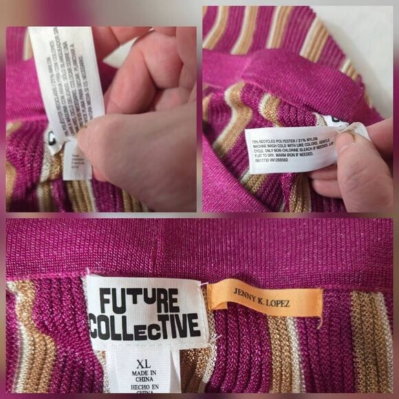 Future Collective x Target Striped Metallic Sheer Knit Wide Leg PANTS ONLY Sz. X - Picture 5 of 8